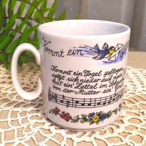 Vintage Austrian Nursery Rhyme Mug With A Bird Comes Flying Verse
